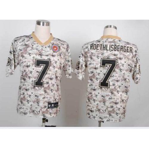 Pittsburgh Steelers #7 Ben Roethlisberger Camo Men's Stitched Elite USMC Jersey Men's