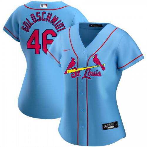 St. Louis St.Louis Cardinals #46 Paul Goldschmidt Women's Alternate 2020 Player Jersey Light Blue Womens