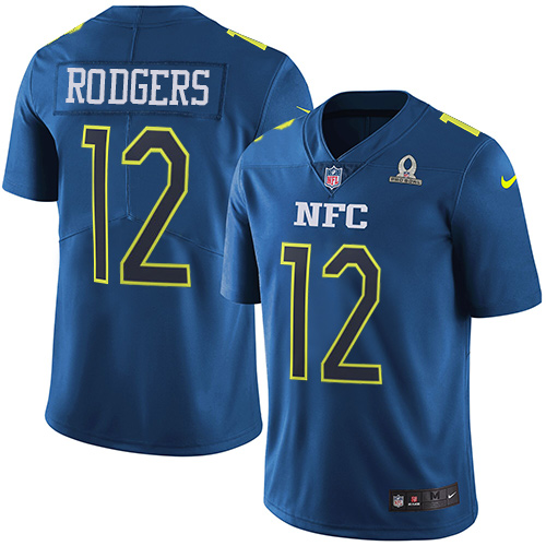 Packers #12 Aaron Rodgers Navy Youth Stitched Limited NFC 2017 Pro Bowl Jersey