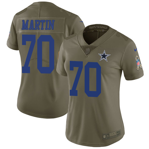 Dallas Cowboys #70 Zack Martin Olive Women's Stitched Limited 2017 Salute to Service Jersey Womens