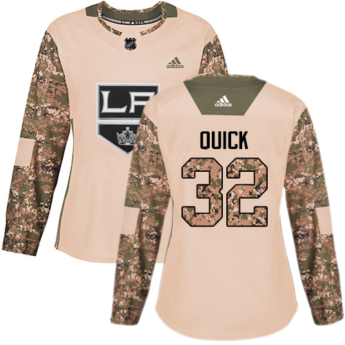 Adidas Los Angeles Kings #32 Jonathan Quick Camo Authentic 2017 Veterans Day Women's Stitched Jersey Womens