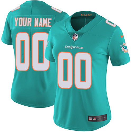 Miami Dolphins Customized Aqua Green Team Color Stitched Vapor Untouchable Limited Women's Jersey