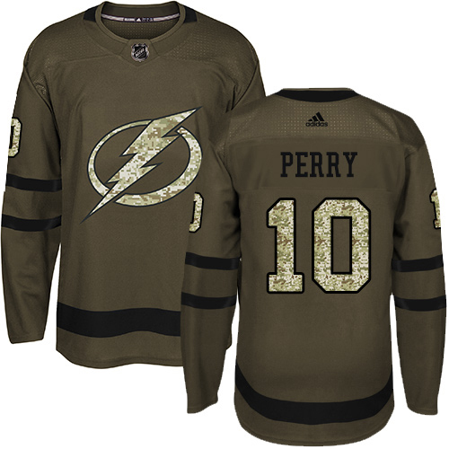 Adidas Tampa Bay Lightning #10 Corey Perry Green Salute to Service Stitched Youth Jersey Youth