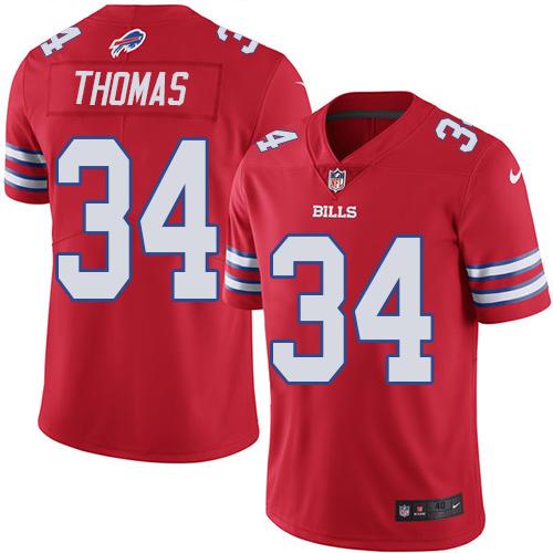 Buffalo Bills #34 Thurman Thomas Red Men's Stitched Elite Rush Jersey Men's