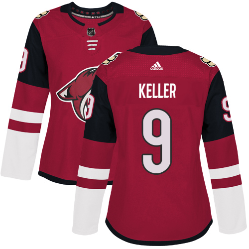 Adidas Arizona Coyotes #9 Clayton Keller Maroon Home Authentic Women's Stitched Jersey Womens