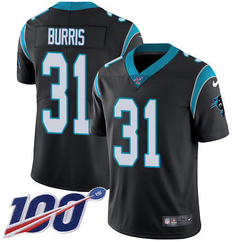 Carolina Panthers #31 Juston Burris Black Team Color Men's Stitched 100th Season Vapor Untouchable Limited Jersey Men's