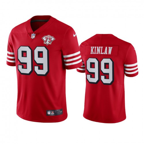 San Francisco 49ers #99 Javon Kinlaw Red Rush Men's 75th Anniversary Stitched Vapor Untouchable Limited Jersey Men's