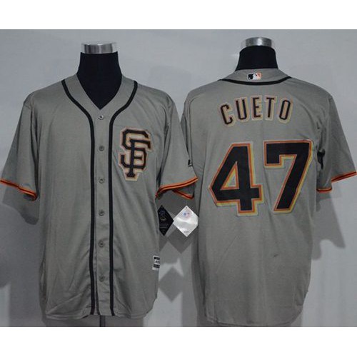 San Francisco Giants #47 Johnny Cueto Grey New Cool Base Road 2 Stitched Jersey Men's