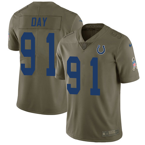 Indianapolis Colts #91 Sheldon Day Olive Youth Stitched Limited 2017 Salute To Service Jersey Youth