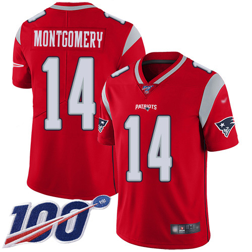 Patriots #14 Ty Montgomery Red Men's Stitched Limited Inverted Legend 100th Season Jersey