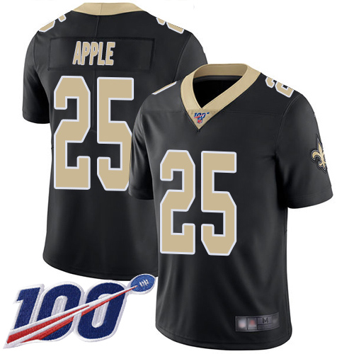 New Orleans Saints #25 Eli Apple Black Team Color Men's Stitched 100th Season Vapor Limited Jersey Men's