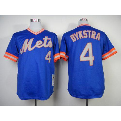 Mitchell And Ness 1983 New York Mets #4 Lenny Dykstra Blue Throwback Stitched Jersey Men's