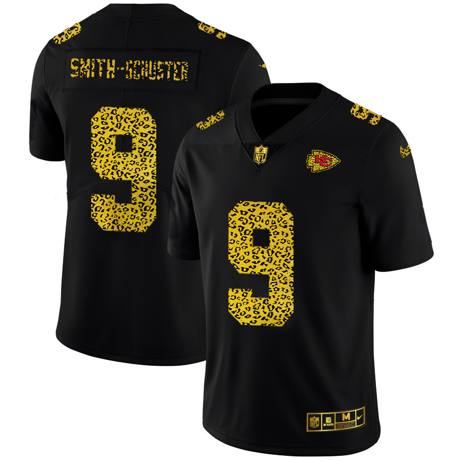 Kansas City Chiefs #9 JuJu Smith-Schuster Men's Leopard Print Fashion Vapor Limited Jersey Black