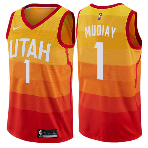 Utah Jazz #1 Emmanuel Mudiay Orange Swingman City Edition Jersey Mens