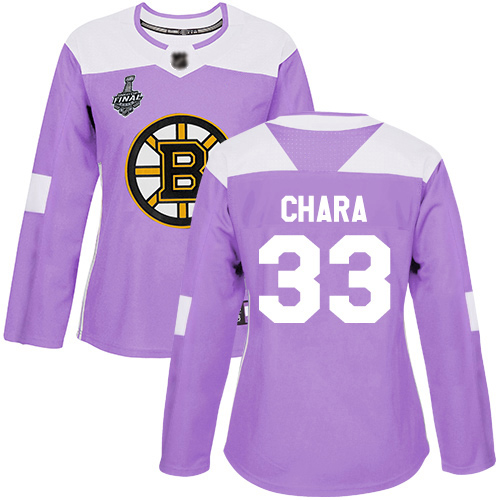 Adidas Boston Bruins #33 Zdeno Chara Purple Authentic Fights Cancer Stanley Cup Final Bound Women's Stitched Jersey Womens