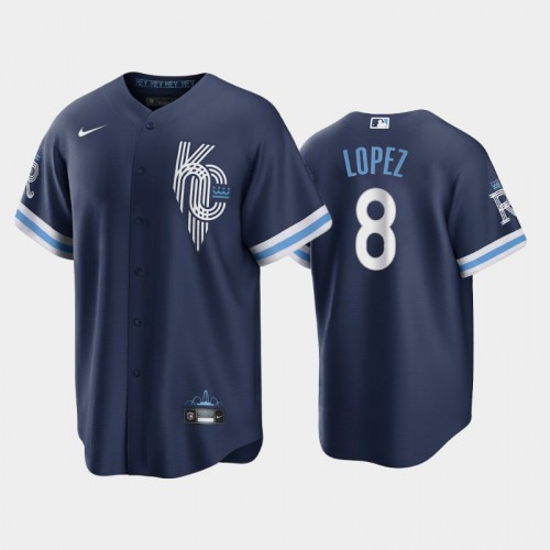 Kansas City Kansas City Royals #8 Nicky Lopez Men's Game Replica 2022 City Connect Navy Jersey Men's