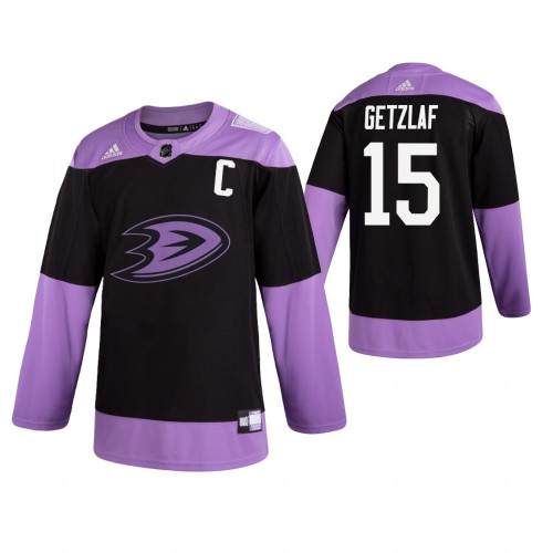 Adidas Anaheim Ducks #15 Ryan Getzlaf Men's Black Hockey Fights Cancer Practice Jersey Men's