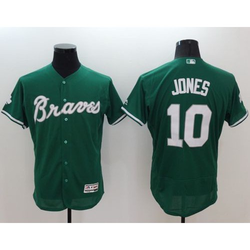Atlanta Braves #10 Chipper Jones Green Celtic Flexbase Authentic Collection Stitched Jersey Men's