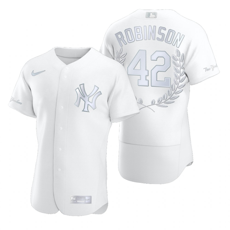 New York Yankees #42 Jackie Robinson Men's Platinum MVP Limited Player Edition Jersey