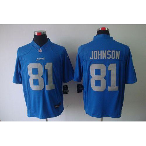 Detroit Lions #81 Calvin Johnson Blue Alternate Throwback Men's Stitched Limited Jersey Men's