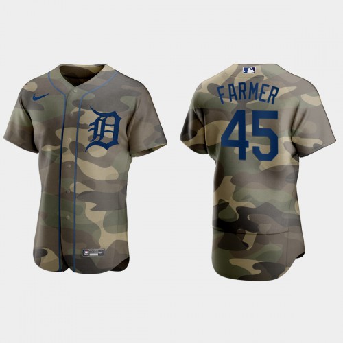 Detroit Detroit Tigers #45 Buck Farmer Men's 2021 Armed Forces Day Authentic Jersey -Camo Men's