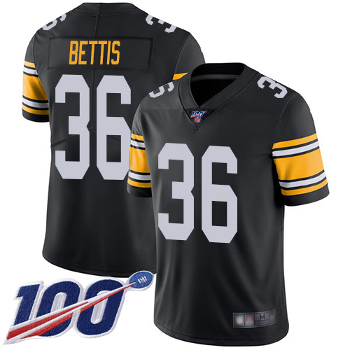 Steelers #36 Jerome Bettis Black Alternate Men's Stitched 100th Season Vapor Limited Jersey