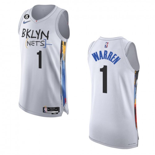 Brooklyn Brooklyn Nets #1 T.J. Warren White 2022-23 Authentic Jersey - City Edition Mens