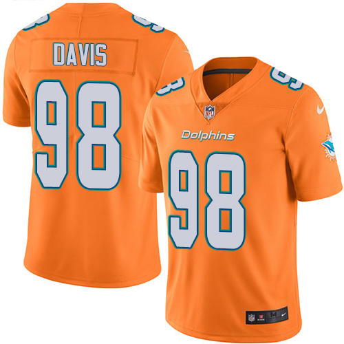 Miami Dolphins #98 Raekwon Davis Orange Green Youth Stitched Limited Rush Jersey Youth