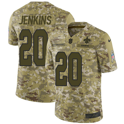 New Orleans Saints #20 Janoris Jenkins Camo Youth Stitched Limited 2018 Salute To Service Jersey Youth