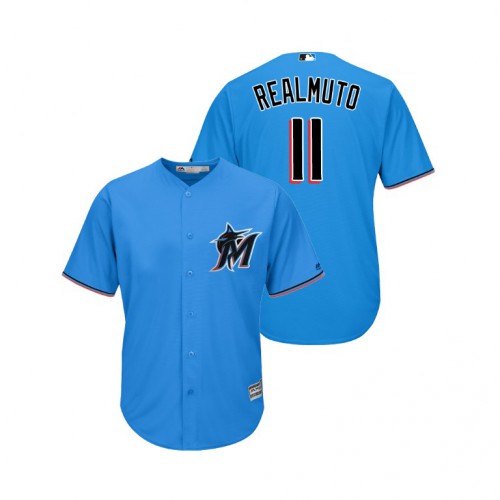 Miami Marlins #11 J.T. Realmuto Blue Alternate 2019 Cool Base Stitched Jersey Men's
