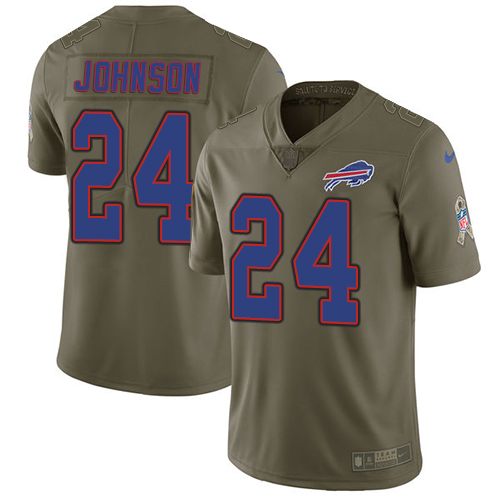 Buffalo Bills #24 Taron Johnson Olive Men's Stitched Limited 2017 Salute To Service Jersey Men's