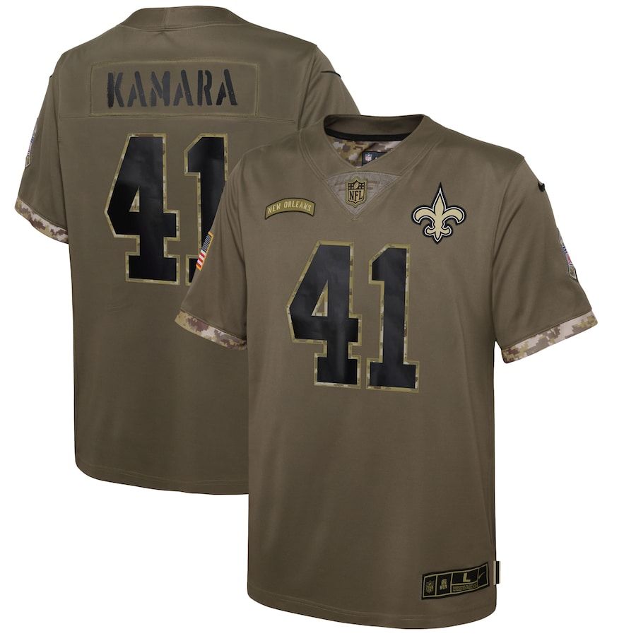 New Orleans Saints #41 Alvin Kamara Youth 2022 Salute To Service Limited Jersey - Olive