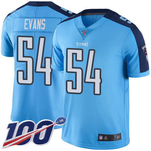 Tennessee Titans #54 Rashaan Evans Light Blue Men's Stitched Limited Rush 100th Season Jersey Men's