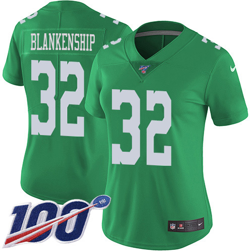 Eagles #32 Reed Blankenship Green Women's Stitched Limited Rush 100th Season Jersey