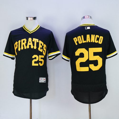 Pittsburgh Pirates #25 Gregory Polanco Black Flexbase Authentic Collection Cooperstown Stitched Jersey Men's