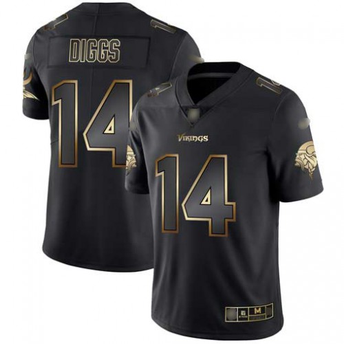 Minnesota Vikings #14 Stefon Diggs Black/Gold Men's Stitched Vapor Untouchable Limited Jersey Men's