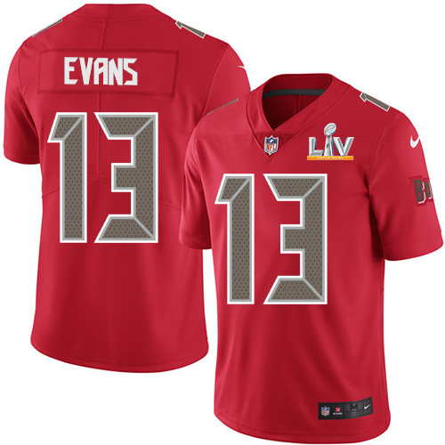 Buccaneers #13 Mike Evans Red Youth Super Bowl LV Bound Stitched Limited Rush Jersey