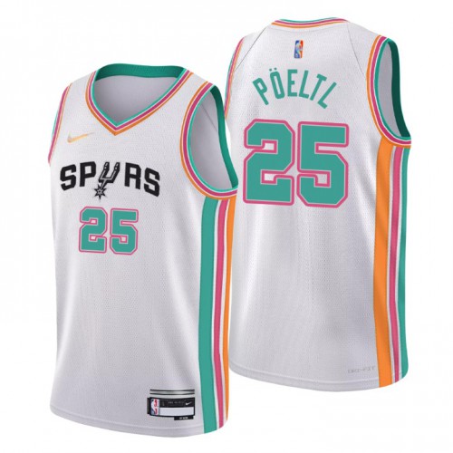 San Antonio San Antonio Spurs #25 Jakob Poeltl Mens White 2021/22 Swingman Jersey - City Edition Mens