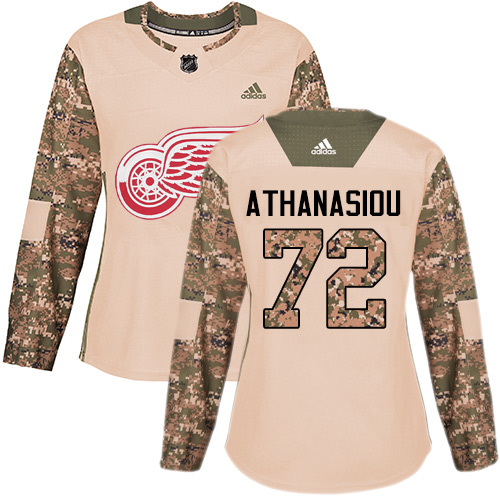 Adidas Detroit Red Wings #72 Andreas Athanasiou Camo Authentic 2017 Veterans Day Women's Stitched Jersey Womens