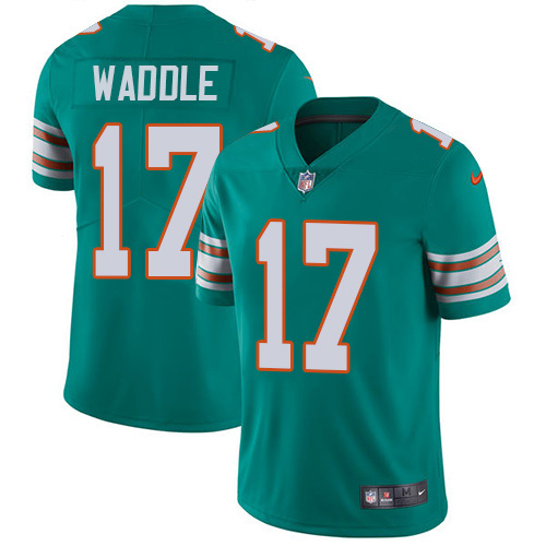 Dolphins #17 Jaylen Waddle Aqua Green Alternate Youth Stitched Vapor Untouchable Limited Jersey
