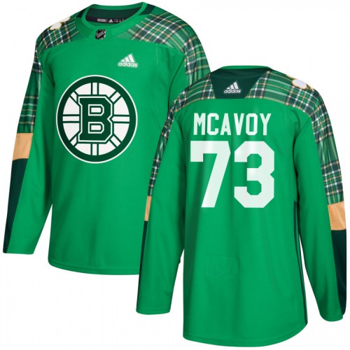 Adidas Boston Bruins #73 Charlie McAvoy adidas Green St. Patrick's Day Authentic Practice Stitched Jersey Men's