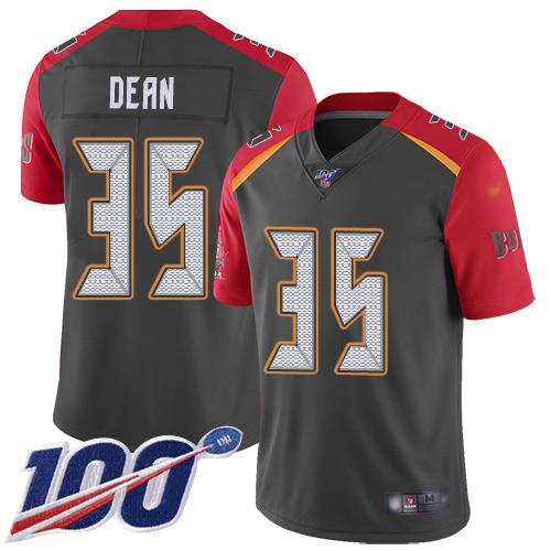 Tampa Bay Buccaneers #35 Jamel Dean Gray Men's Stitched Limited Inverted Legend 100th Season Jersey Men's