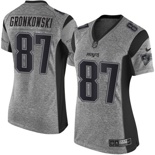 New England Patriots #87 Rob Gronkowski Gray Women's Stitched Limited Gridiron Gray Jersey Womens