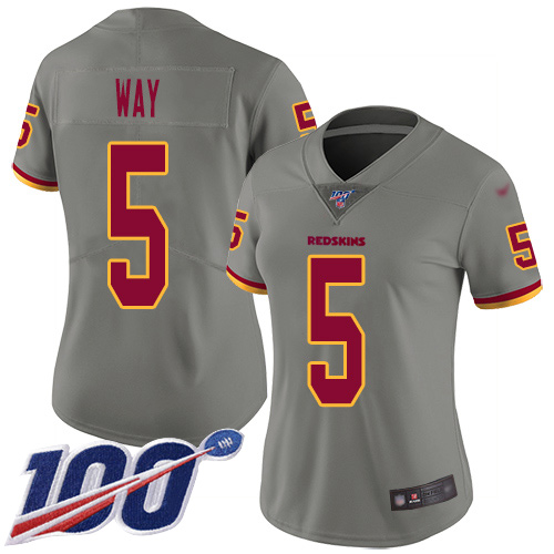 Washington Commanders #5 Tress Way Gray Women's Stitched Limited Inverted Legend 100th Season Jersey Womens