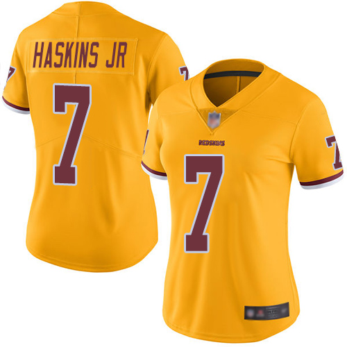 Washington Commanders #7 Dwayne Haskins Jr Gold Women's Stitched Limited Rush Jersey Womens