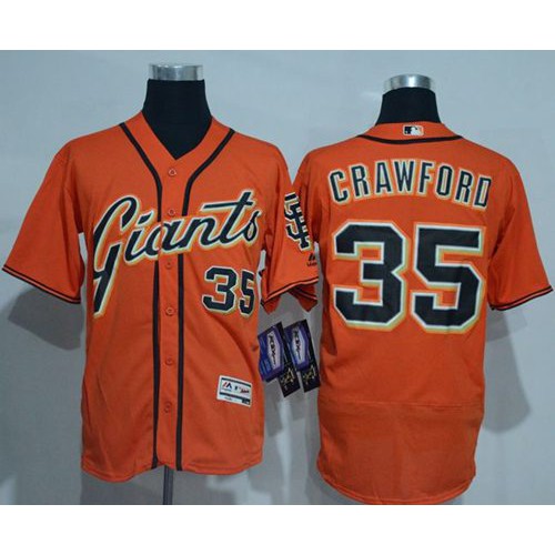 San Francisco Giants #35 Brandon Crawford Orange Flexbase Authentic Collection Stitched Jersey Men's