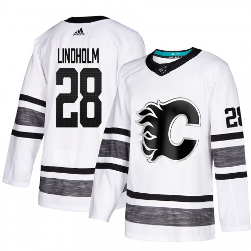 Adidas Calgary Flames #28 Elias Lindholm White 2019 All-Star Game Parley Authentic Stitched Jersey Men's