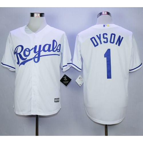 Kansas City Royals #1 Jarrod Dyson White New Cool Base Stitched Jersey Men's