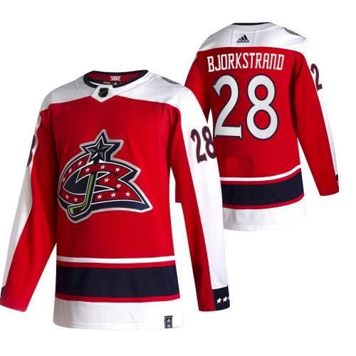 Columbus Columbus Blue Jackets #28 Oliver Bjorkstrand Red Men's Adidas 2020-21 Reverse Retro Alternate Jersey Men's