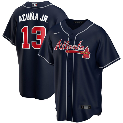 Men's Youth Women's Atlanta Braves #13 Ronald Acuna Jr. Navy Alternate 2020 Jersey